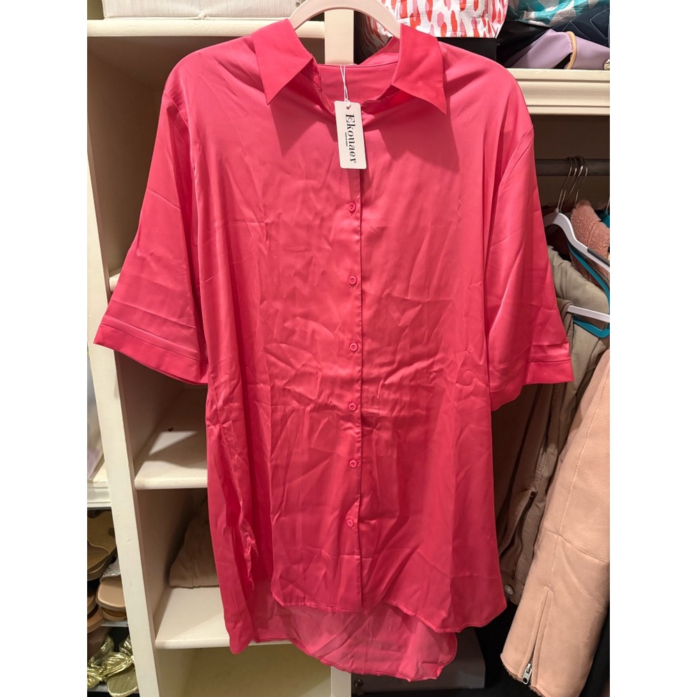 Ekouaer Boyfriend Style Sexy Silk Nightgown
